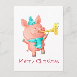 Cartes Pour Fêtes Annuelles Vacances Cute Pig