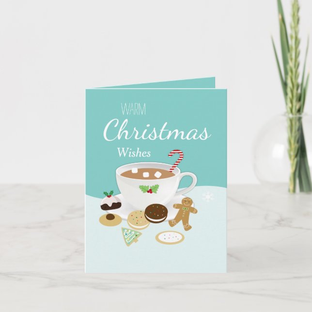 Cartes Pour Fêtes Annuelles Vacances de biscuits de Noël et de chocolat chaud (Devant)