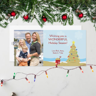 Cartes Pour Fêtes Annuelles Vacances de château de sable d'arbre de Noël de