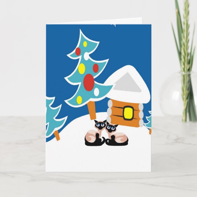 Cartes Pour Fêtes Annuelles Vacances de chats siamois (Devant)