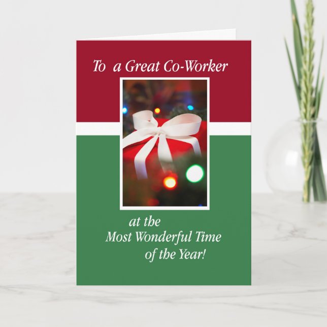 Cartes Pour Fêtes Annuelles Vacances de collaborateur présent (Devant)