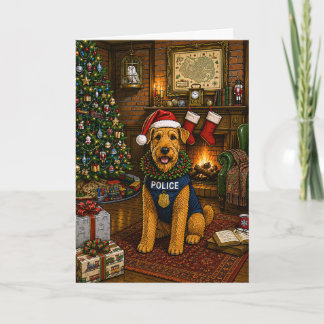 Cartes Pour Fêtes Annuelles Vacances de la police Airedale Terrier