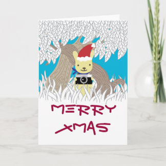 Cartes Pour Fêtes Annuelles Vacances de lapin d'appareil-photo de Noël