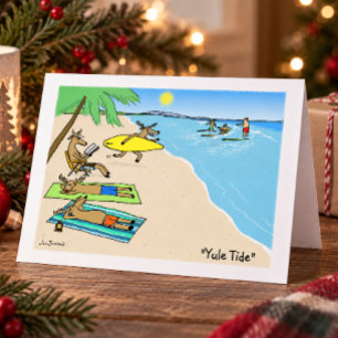 Cartes Pour Fêtes Annuelles Vacances de Noël à la plage de Santa et des rennes