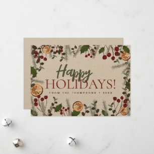 Cartes Pour Fêtes Annuelles Vacances de Noël branchées pin saint oranges Joyeu