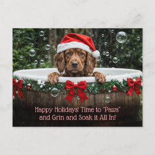 Cartes Pour Fêtes Annuelles Vacances de Noël Chien Mignon Bain Moussant