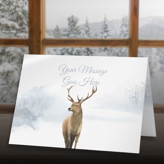 Cartes Pour Fêtes Annuelles Vacances de Noël d'hiver Cerf élégant (Winter Christmas Holidays Elegant Stag Holiday Card)