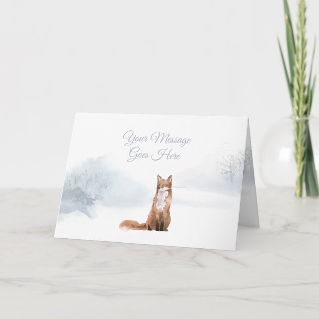 Cartes Pour Fêtes Annuelles Vacances de Noël d'hiver Renard élégant (Devant)