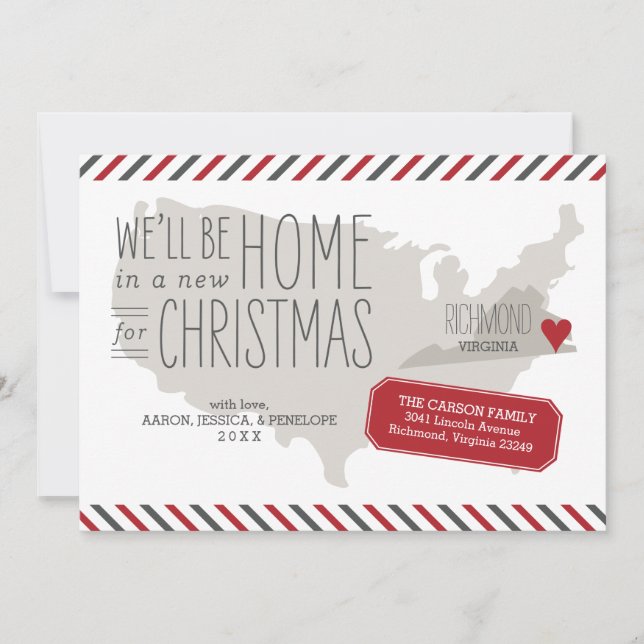 Cartes Pour Fêtes Annuelles Vacances de Noël en Virginie (Devant)