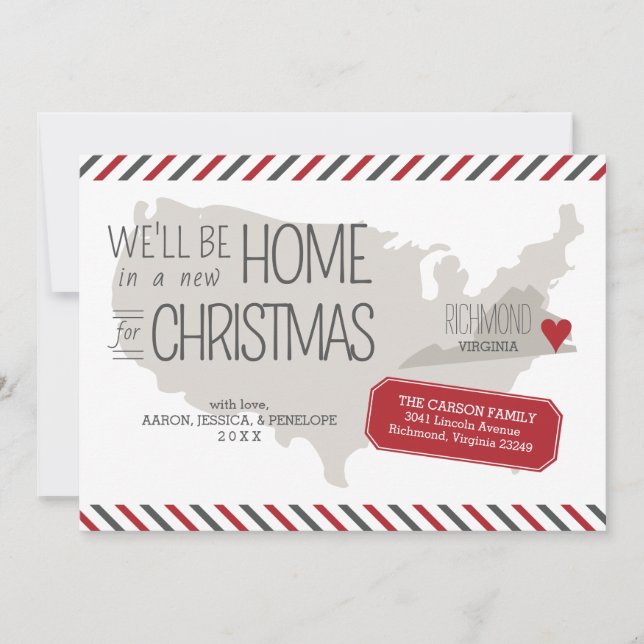 Cartes Pour Fêtes Annuelles Vacances de Noël en Virginie (Devant)