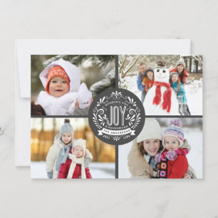 CARTES POUR FÊTES ANNUELLES VACANCES DE NOËL JOY CHALK ART 4 PHOTOS SALUANT
