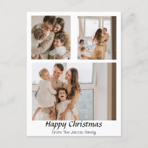Cartes Pour Fêtes Annuelles Vacances de Noël Script centré sur trois photos