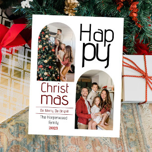 Cartes Pour Fêtes Annuelles Vacances de Noël simples Typographie moderne Photo