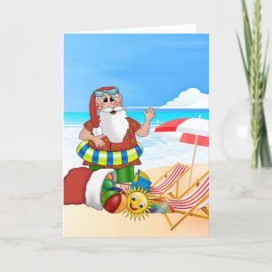 Cartes Pour Fêtes Annuelles Vacances de Noël tropicales à Père Noël Beach