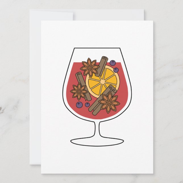 Cartes Pour Fêtes Annuelles Vacances de Noël vin roux rouge cocktail épicé (Devant)