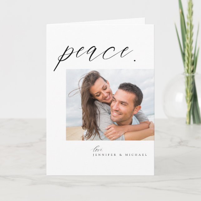 Cartes Pour Fêtes Annuelles Vacances de paix | AJOUTER VOTRE PHOTO FAMILIALE (Devant)