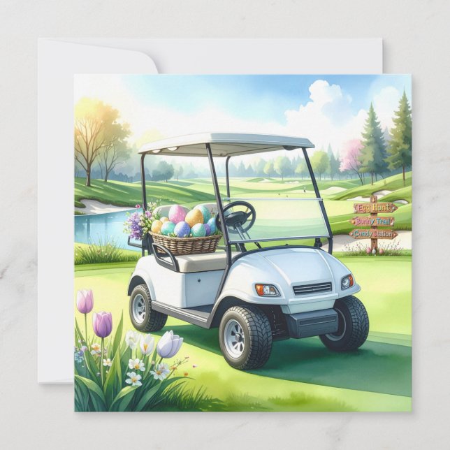 Cartes Pour Fêtes Annuelles Vacances de Pâques de golf sur terrain de golf (Devant)