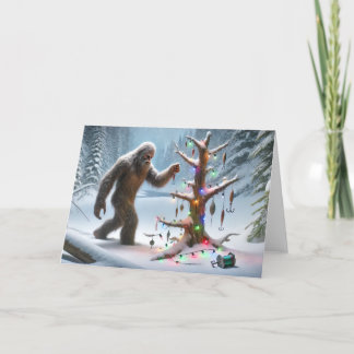 CARTES POUR FÊTES ANNUELLES VACANCES DE PÊCHE À BIGFOOT - ARBRE DE NOËL