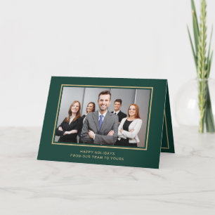Cartes Pour Fêtes Annuelles Vacances de photo d'entreprise Green Gold