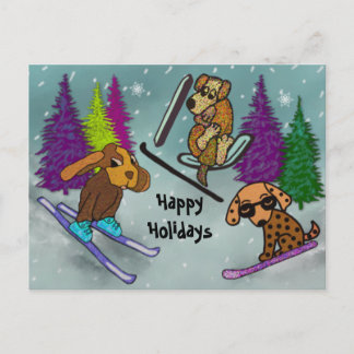 Cartes Pour Fêtes Annuelles Vacances de ski de chiot bonnes fêtes