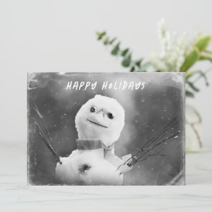 Cartes Pour Fêtes Annuelles Vacances de Snowman noir et blanc