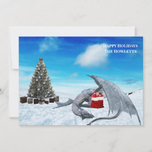 Cartes Pour Fêtes Annuelles Vacances d'hiver à la neige du Dragon blanc