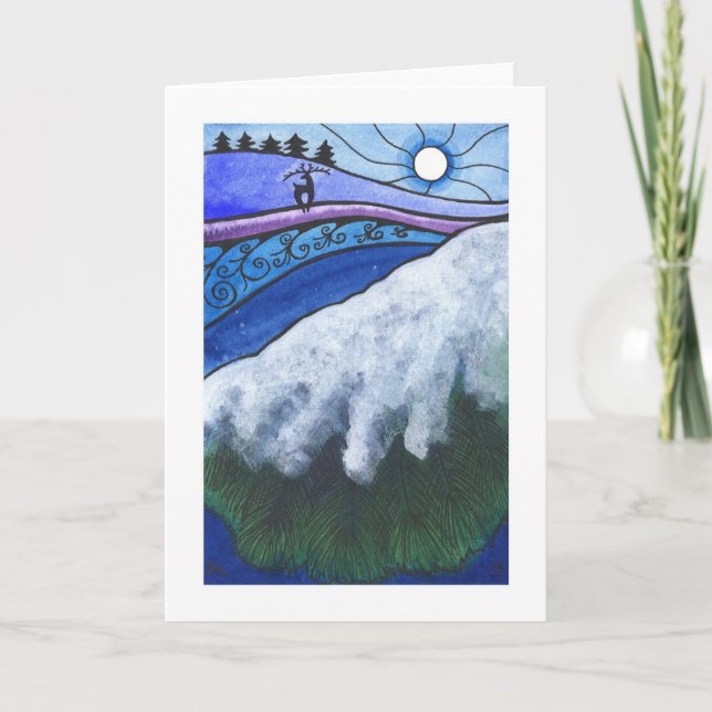 Cartes Pour Fêtes Annuelles Vacances d'hiver/carte de Noël, "cerfs communs (Devant)