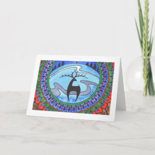 Cartes Pour Fêtes Annuelles Vacances d'hiver/carte de Noël, "mandala de cerfs