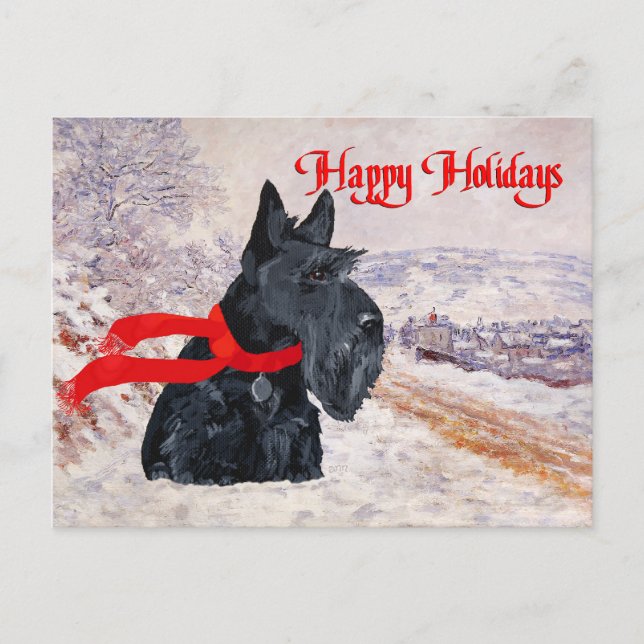 Cartes Pour Fêtes Annuelles Vacances d'hiver du Scottish Terrier (Devant)