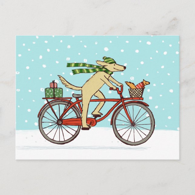 Cartes Pour Fêtes Annuelles Vacances d'hiver lunatiques de recyclage de chien (Devant)