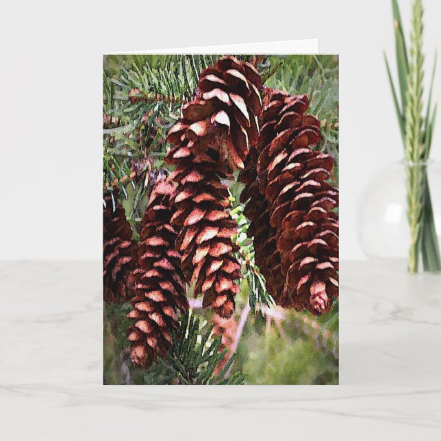Cartes Pour Fêtes Annuelles Vacances d'hiver Pinecones Noël À feuillage persis (Devant)