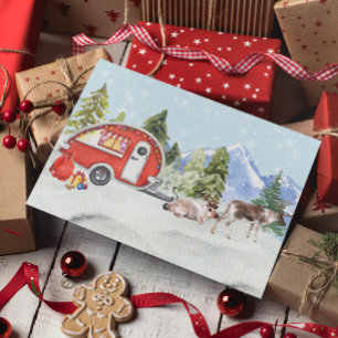 Cartes Pour Fêtes Annuelles Vacances d'hiver RV Camper Reindee Noël
