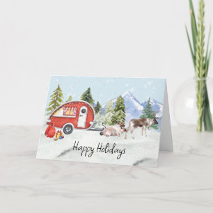 Cartes Pour Fêtes Annuelles Vacances d'hiver RV Camper Reindee Noël