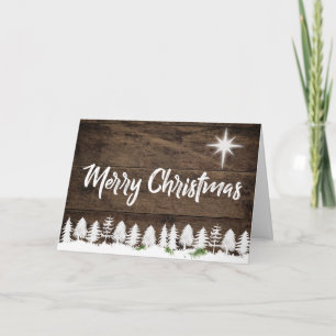 Cartes Pour Fêtes Annuelles Vacances en bois rustiques de Joyeux Noël de pays