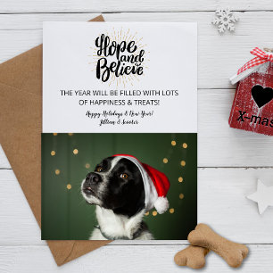 Cartes Pour Fêtes Annuelles Vacances et Nouvel An Hope & Believe Pet Dog Photo