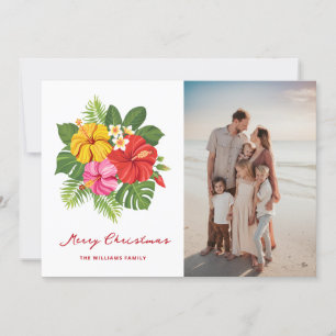 Cartes Pour Fêtes Annuelles Vacances florales tropicales Photo Joyeux Noël