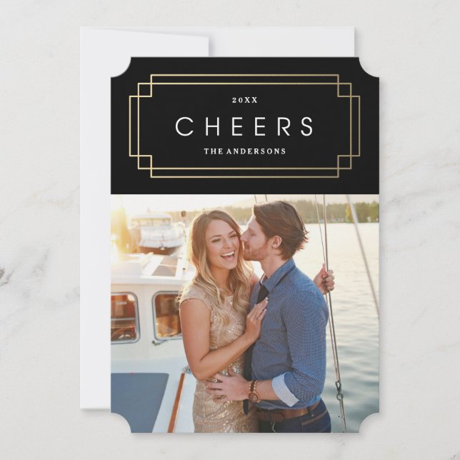 Cartes Pour Fêtes Annuelles Vacances Gold Deco (Devant)