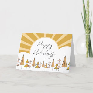 Cartes Pour Fêtes Annuelles vacances heureuses dorées arbres retrochristmas co