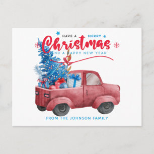 Cartes Pour Fêtes Annuelles Vacances Illustration de Camion de Noël Rouge