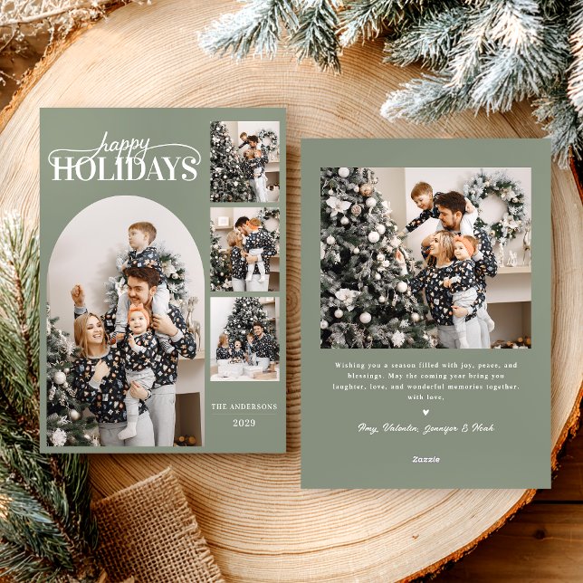 Cartes Pour Fêtes Annuelles Vacances Joyeuses Modernes Photo Simple Calligraph (Créateur téléchargé)