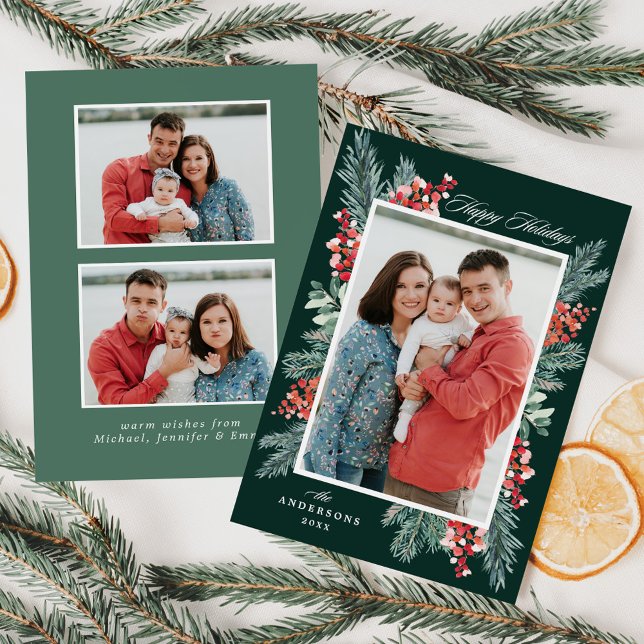 Cartes Pour Fêtes Annuelles Vacances joyeuses saintes et À feuillage persistan (Créateur téléchargé)