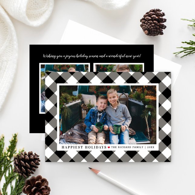 Cartes Pour Fêtes Annuelles Vacances les plus agréables Black Buffalo Plaid Ph (Créateur téléchargé)