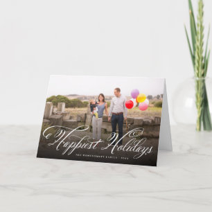 Cartes Pour Fêtes Annuelles Vacances les plus agréables Fancy Script Photo élé