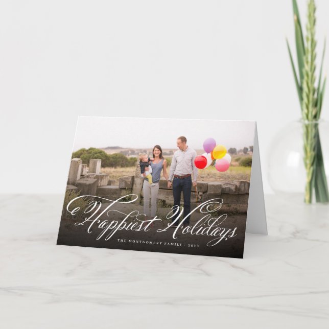 Cartes Pour Fêtes Annuelles Vacances les plus agréables Fancy Script Photo élé (Devant)