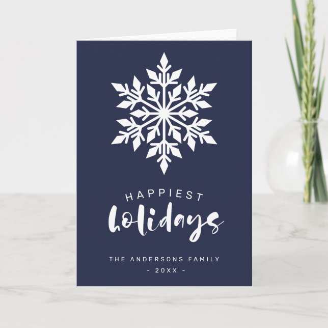 Cartes Pour Fêtes Annuelles Vacances les plus agréables Snowflake Custom Blue  (Devant)