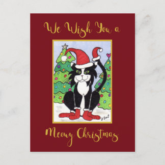 Cartes Pour Fêtes Annuelles Vacances mignonnes de coutume de chat de smoking