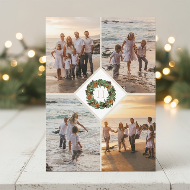 Cartes Pour Fêtes Annuelles Vacances Monogramme Multiphoto Noël (Créateur téléchargé)