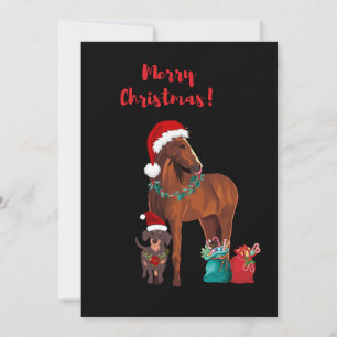 Cartes Pour Fêtes Annuelles Vacances Noël Cheval Et Chien