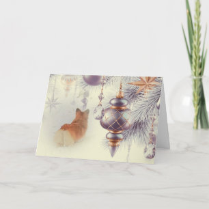 Cartes Pour Fêtes Annuelles Vacances Pembroke Welsh Corgi dans la neige