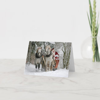 Cartes Pour Fêtes Annuelles Vacances Père Noël Chevaux